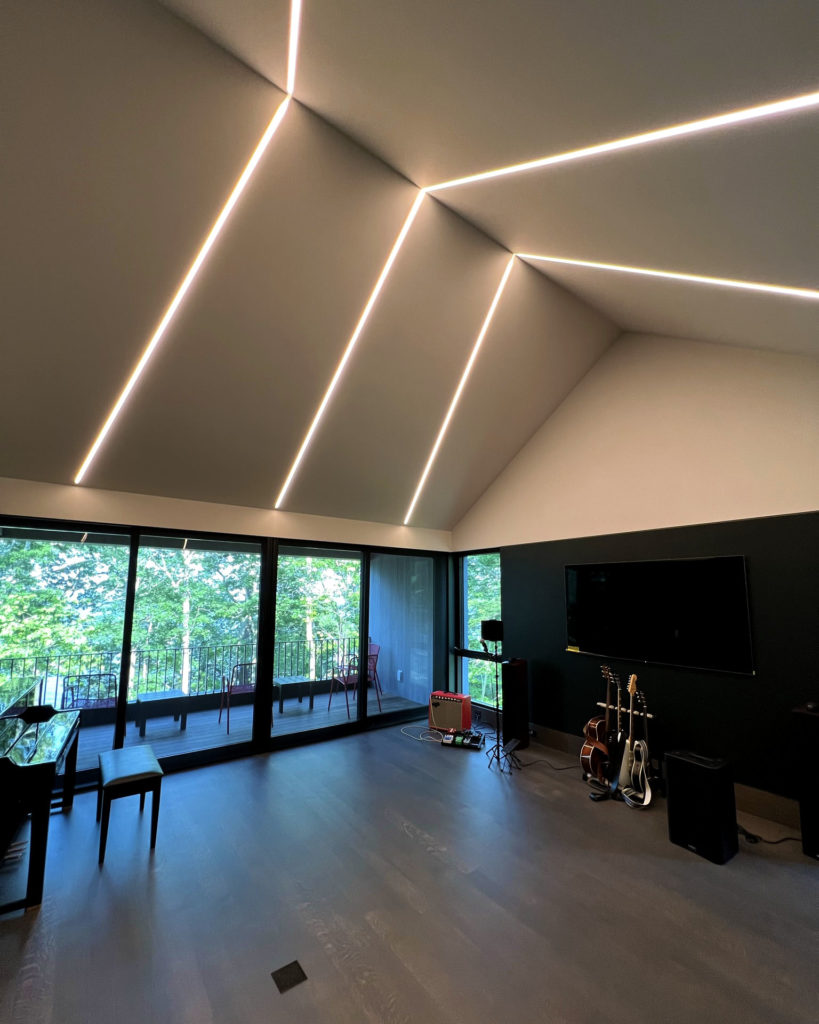 Music room in home that utilizes a geothermal heat pump.
