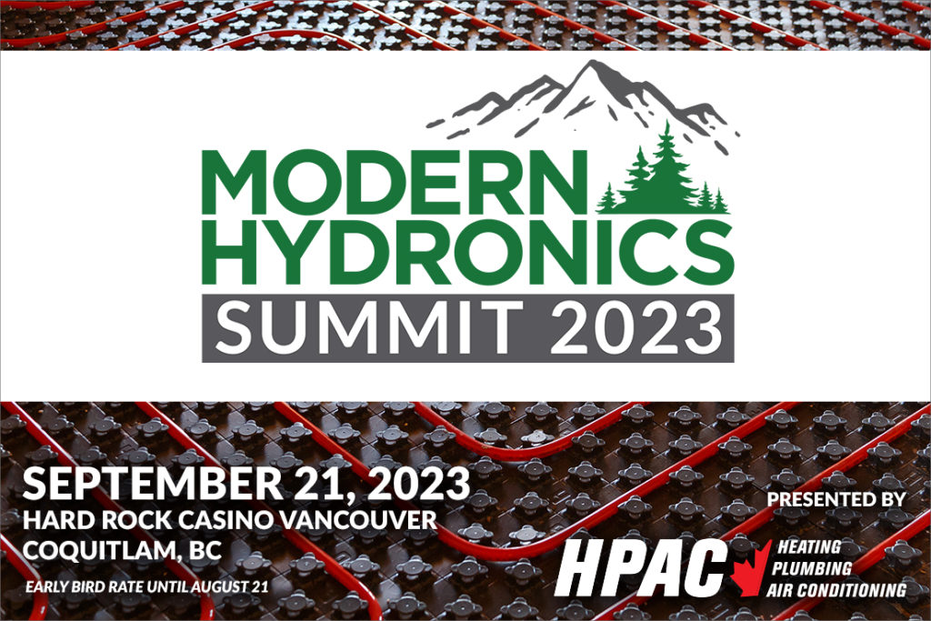 HPAC Modern Hydronics Summit Announcement, September 21st, 2023 in Coquitlam, BC