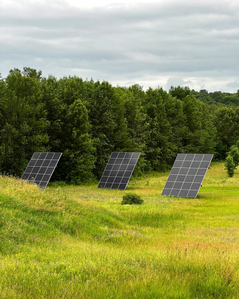 Solar PV panels providing power to energy efficient home in Charlotte, Vermont.