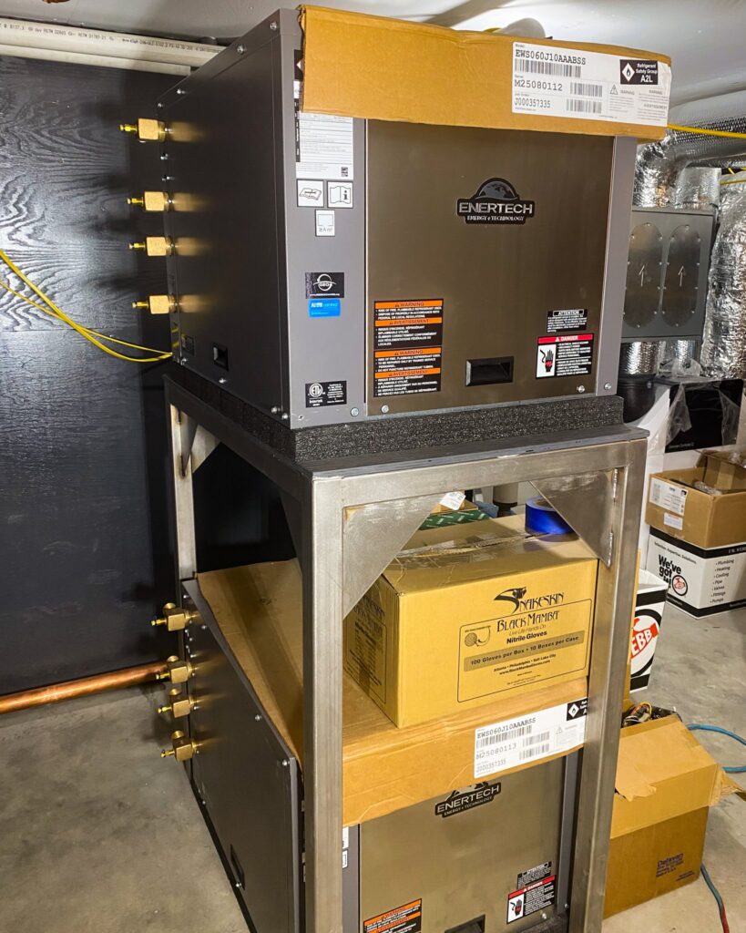 Geothermal heat pumps used to provide hydronic radiant cooling and heating.